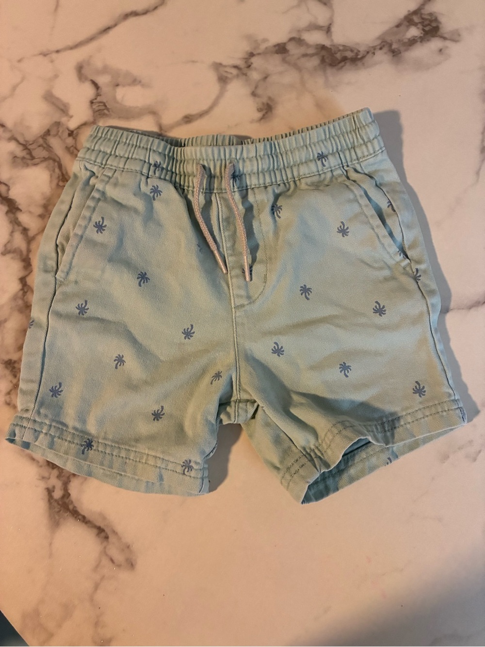 Old Navy Light Blue Palm-Print Pull-On Shorts